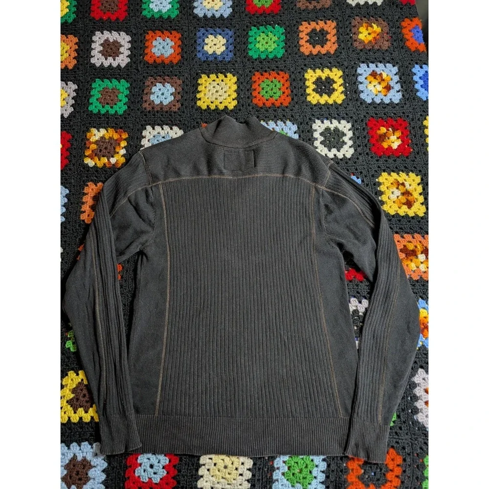BKE Buckle Sweater Mens Medium 1/4 Zip Pullover Knit Mock Neck Black Long Sleeve